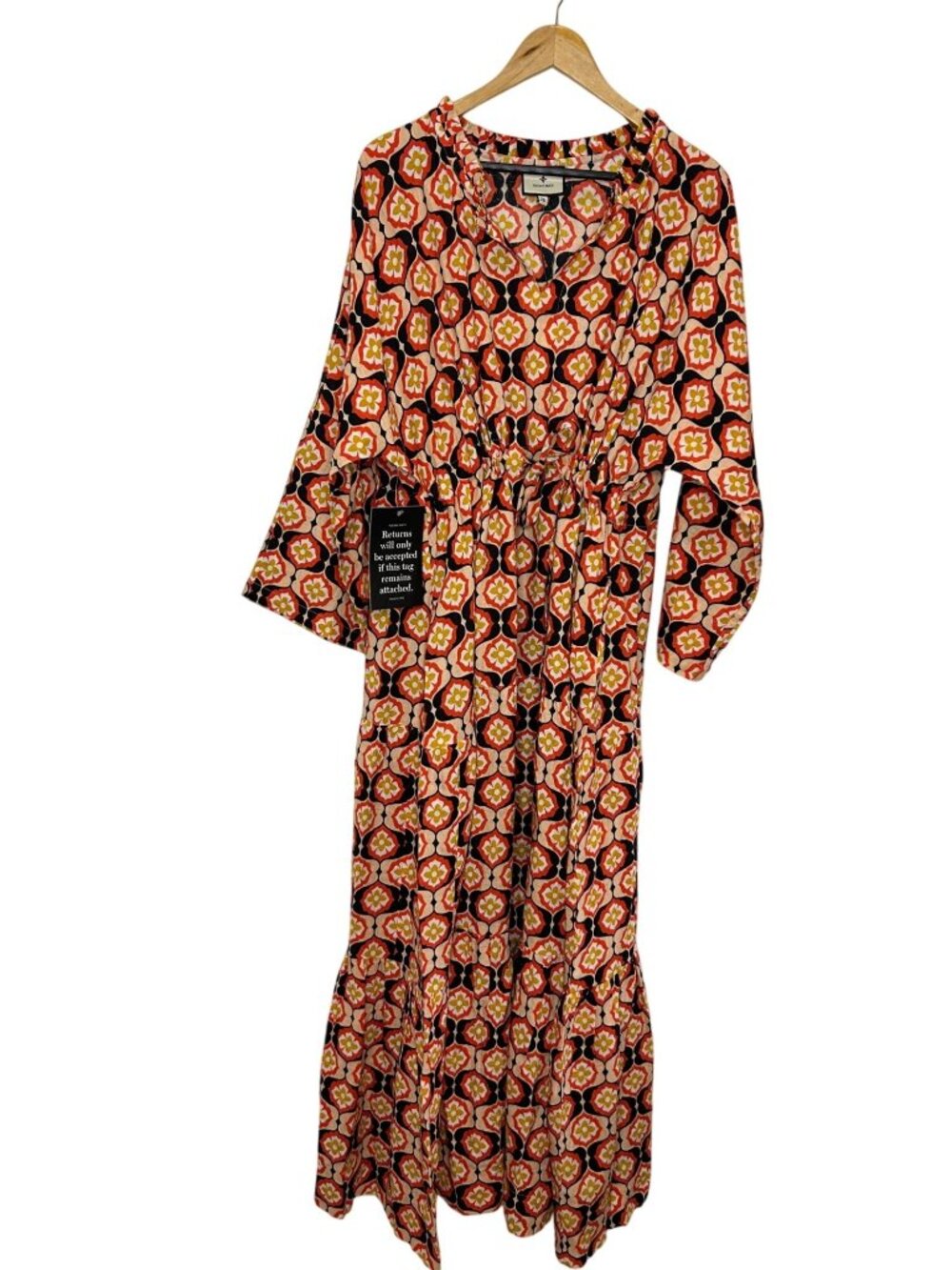 NWT Tuckernuck Honeycomb Bloom Adjustable Drawstring Caftan Maxi Dress XXL